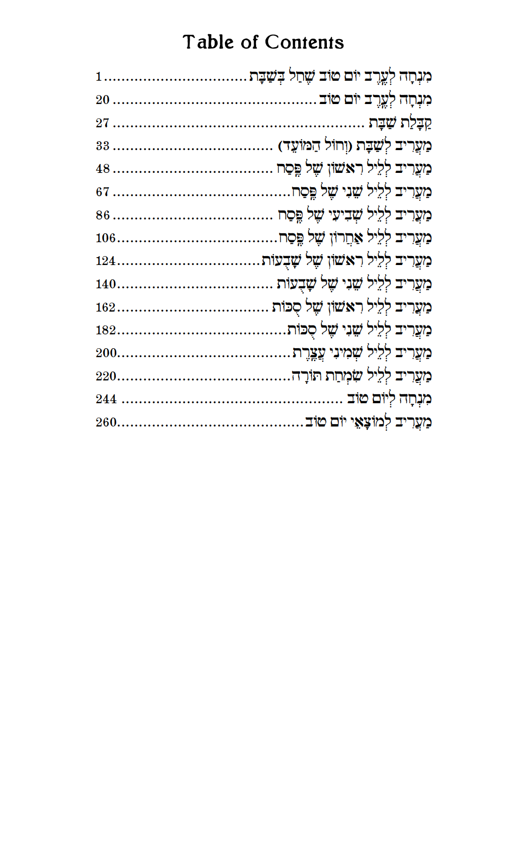 POD Minchah and Ma'ariv for Shalosh Regolim