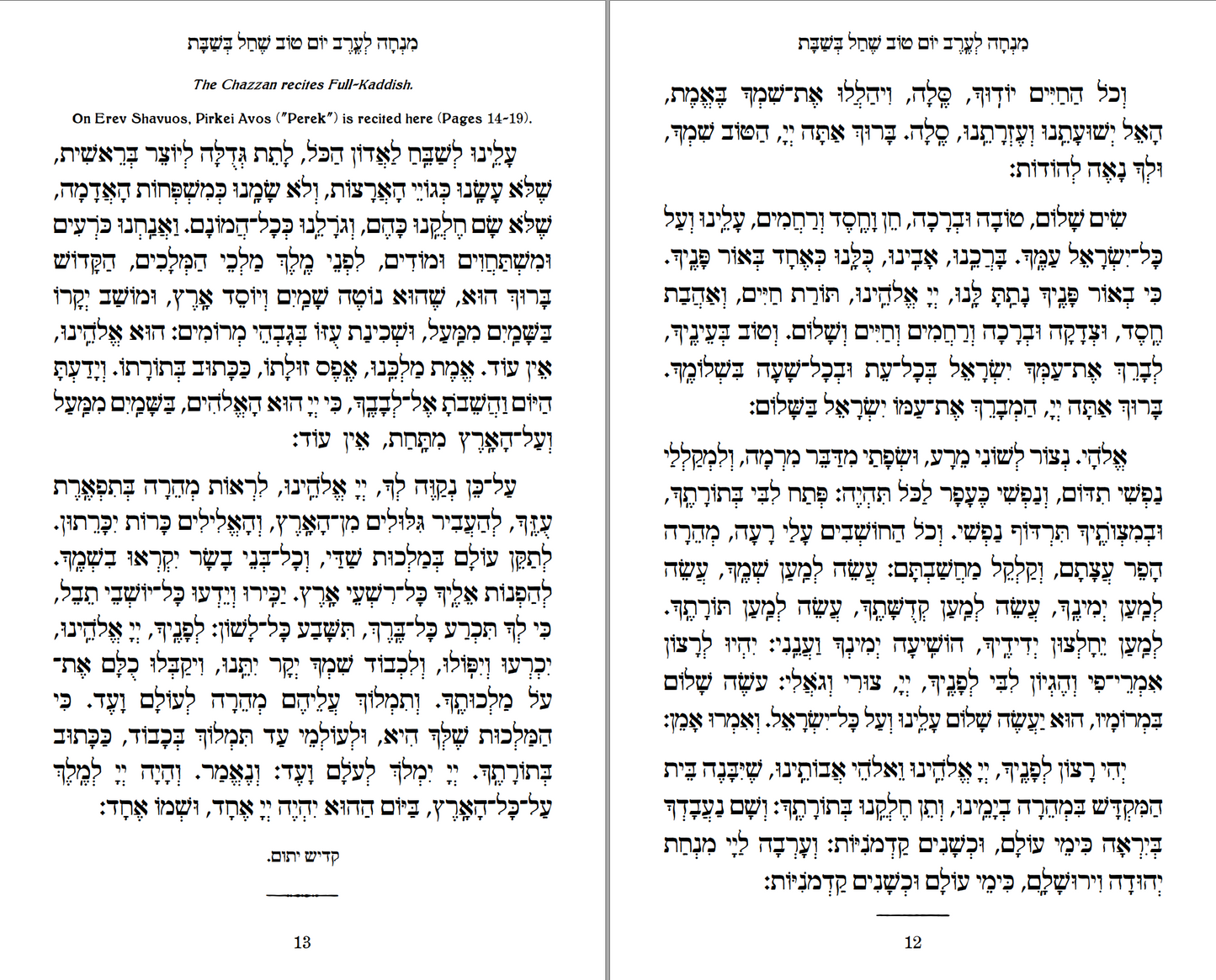 POD Minchah and Ma'ariv for Shalosh Regolim